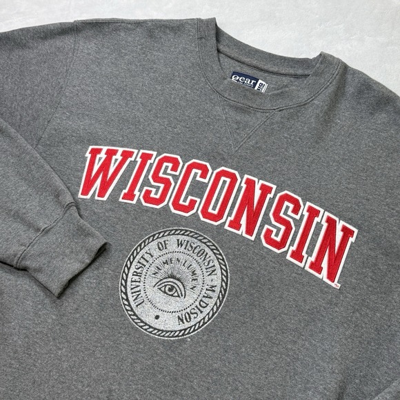 Gear For Sports Other - Wisconsin Badgers Crewneck Sweatshirt Gray Big Cotton Logo Mens M